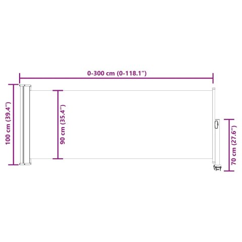 TARASOWA ZWIJANA MARKIZA BOCZNA 100X300CM KREMOWA