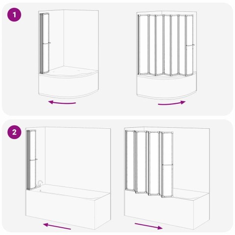 VidaXL Ekran do kąpieli Mrożone 168 x 140 cm Aluminium & Panel PP