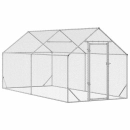 VidaXL Klatka dla kur Srebrny 400x170x177 cm Stal Galwanizowana