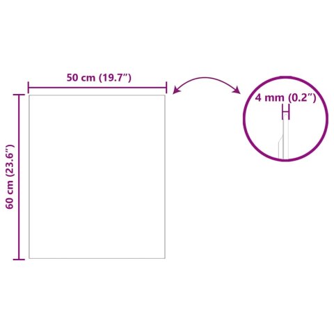 LUSTRO ŚCIENNE PROSTOKĄTNY 50X60CM SZKŁO HARTOWANE