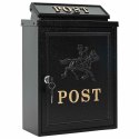 VidaXL Skrzynka pocztowa montowana na ścianie Czarny 29 x 13 x 41 cm