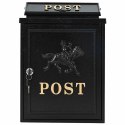VidaXL Skrzynka pocztowa montowana na ścianie Czarny 29 x 13 x 41 cm