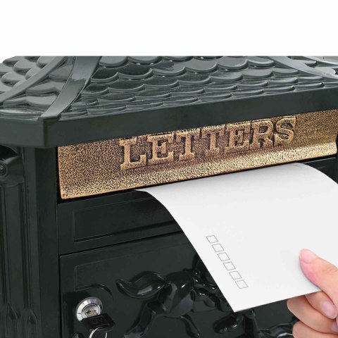 VidaXL Skrzynka pocztowa montowana na ścianie z drzwiami Zielony