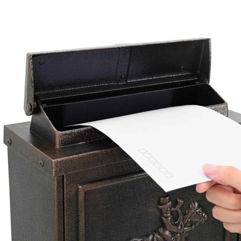 VidaXL Skrzynka pocztowa montowana na ścianie z drzwiami kolor bronzu