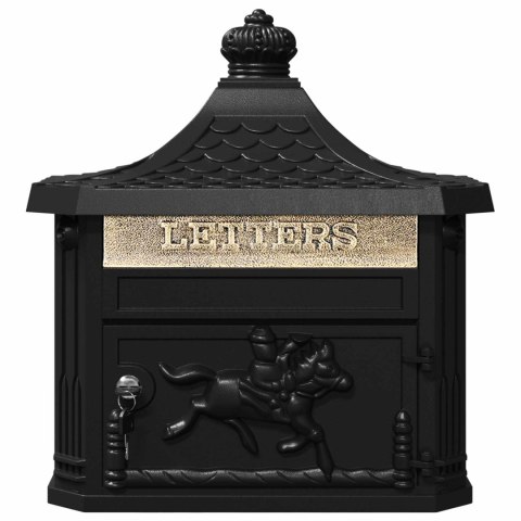 VidaXL Skrzynka pocztowa montowana na ścianie z przechowywaniem Czarny