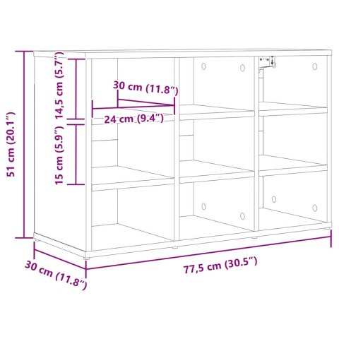 VidaXL Szafka na buty Biały 77,5 x 30 x 51 cm Materiał drewnopochodny