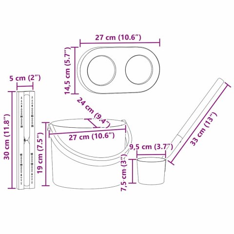 VidaXL Zestaw akcesoriów do sauny 4 pcs Czarny