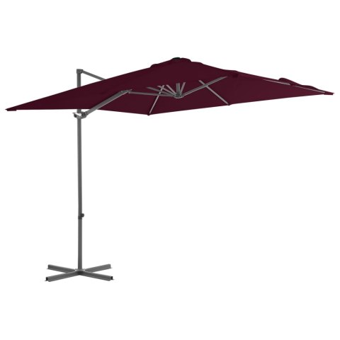 PARASOL WISZĄCY NA STALOWYM SŁUPKU BORDOWY 250X250CM