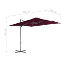 PARASOL WISZĄCY NA STALOWYM SŁUPKU BORDOWY 250X250CM