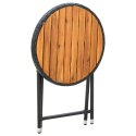 STOLIK HERBACIANY CZARNY 60CM RATTAN PE I DREWNO AKACJOWE