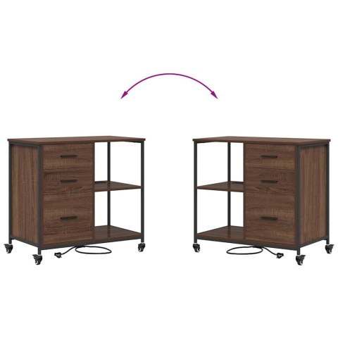 BIUROWA SZAFKA Z KOŁEM BRĄZOWY DĄB 76X41X72CM