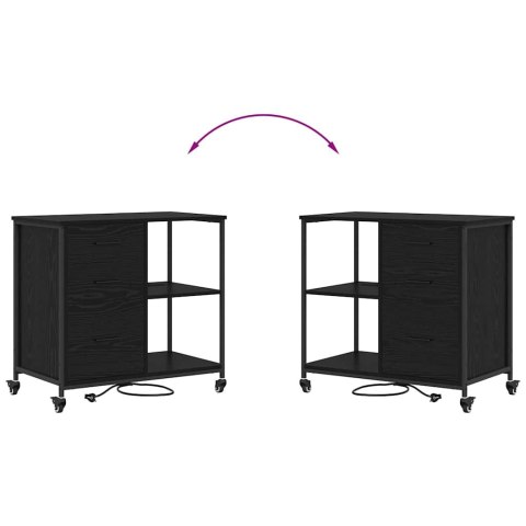 BIUROWA SZAFKA Z KOŁEM CZARNY DĄB 76X41X72CM