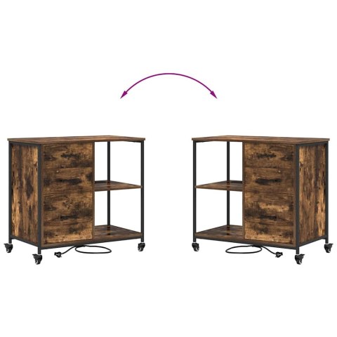 BIUROWA SZAFKA Z KOŁEM WĘDZONY DĄB 76X41X72CM