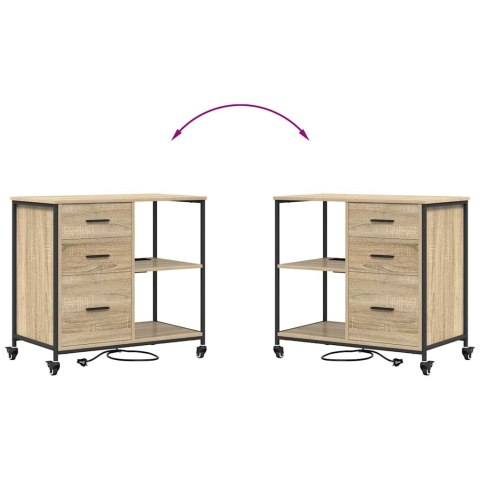 BIUROWA SZAFKA Z KOŁEM DĄB SONOMA 76X41X72CM