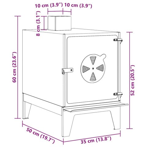 KUCHENKA KEMPINGOWA CZARNY 35X50X60CM STAL ZIMNOGIĘTA