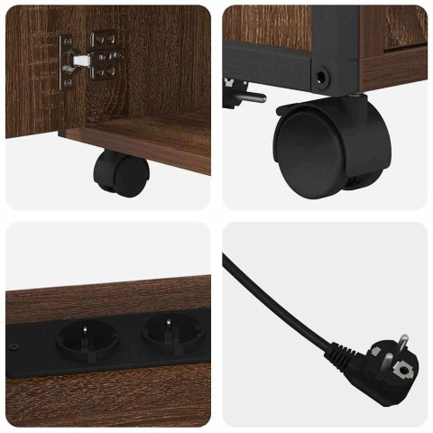 SZAFKA BIUROWA Z STACJĄ ŁADUJĄCĄ BRĄZOWY DĄB 61X46X67CM