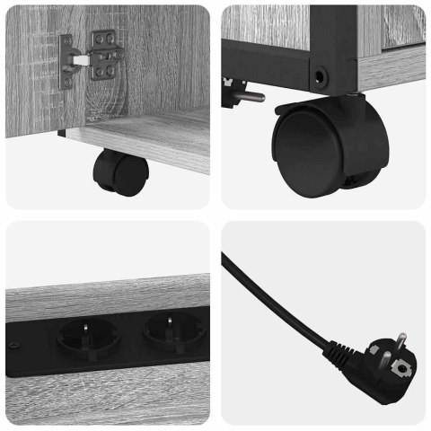 SZAFKA BIUROWA Z STACJĄ ŁADUJĄCĄ Z KOŁEM SZARY DĄB SONOMA