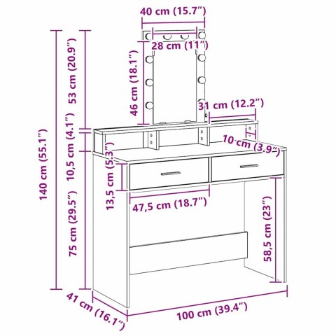 TOALETKA BIAŁY 100X41X140CM