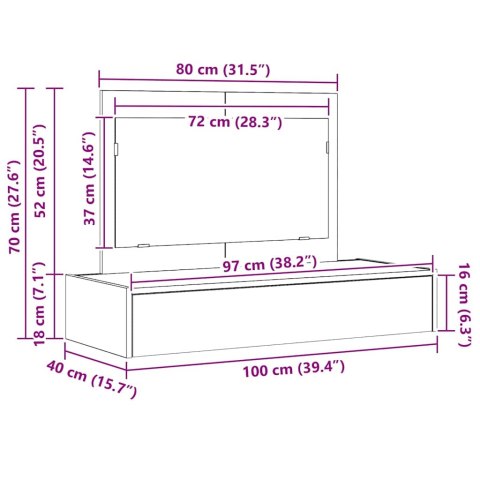 VidaXL Toaletka Brązowy 100 x 40 x 70 cm Materiał drewnopochodny