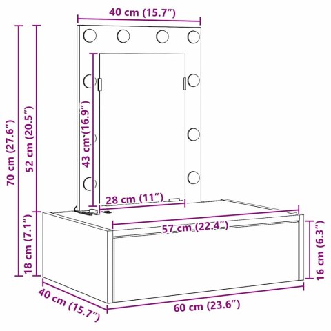 VidaXL Toaletka Brązowy 60 x 40 x 70 cm Materiał drewnopochodny
