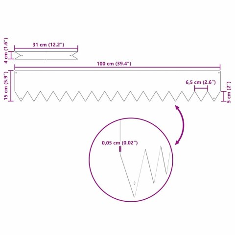 KRAWĘŻNIK DO TRAWNIKA 10 SZT BRĄZOWY 100X0.05X20CM
