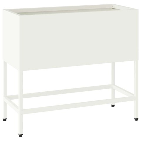 VidaXL Podwyższona doniczka ogrodowa Biały 60 x 26 x 45 cm Stal