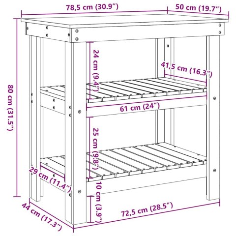 VidaXL Stół warsztatowy z półką Woskowy Brąz 78,5 x 50 x 80 cm
