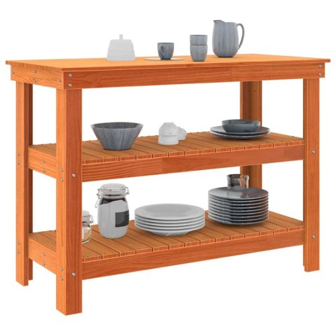 VidaXL Stół warsztatowy z półką Woskowy brąz 110,5 x 50 x 80 cm