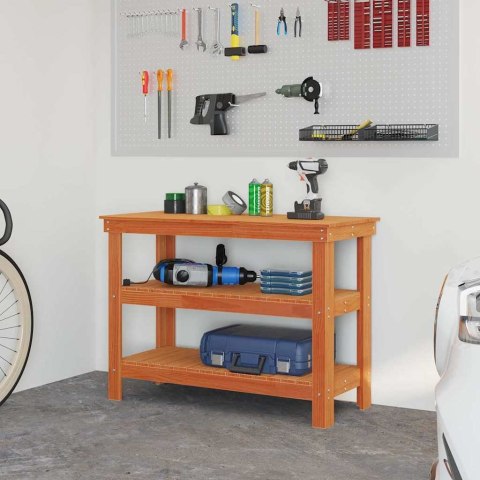 VidaXL Stół warsztatowy z półką Woskowy brąz 110,5 x 50 x 80 cm