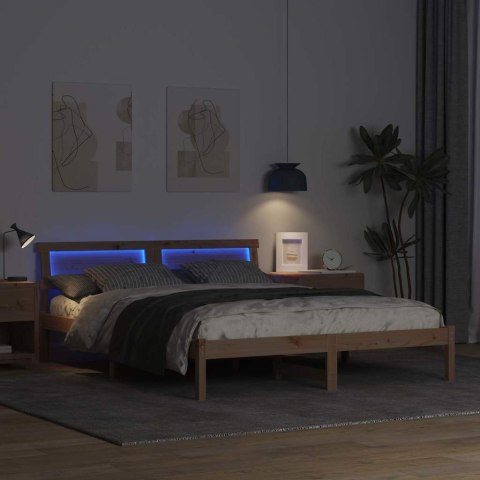 RAMKA ŁÓŻKA BRĄZOWY 150X200CM LITE DREWNO SOSNOWE