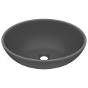 LUKSUSOWA OWALNA UMYWALKA CIEMNOSZARA MATOWA 40X33CM