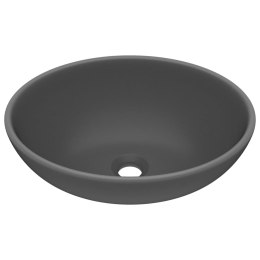 LUKSUSOWA OWALNA UMYWALKA CIEMNOSZARA MATOWA 40X33CM