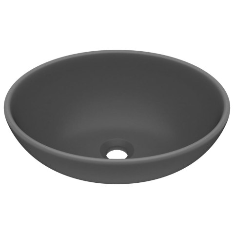 LUKSUSOWA OWALNA UMYWALKA CIEMNOSZARA MATOWA 40X33CM