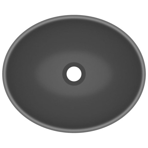 LUKSUSOWA OWALNA UMYWALKA CIEMNOSZARA MATOWA 40X33CM
