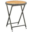 STOLIK HERBACIANY SZARY 60CM RATTAN PE I DREWNO AKACJOWE