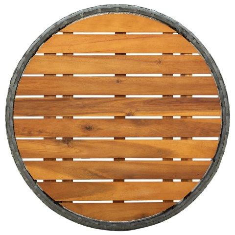 STOLIK HERBACIANY SZARY 60CM RATTAN PE I DREWNO AKACJOWE