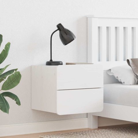 STOLIK NOCNY 2 SZT BIAŁY 39X34X33CM LITE DREWNO SOSNOWE