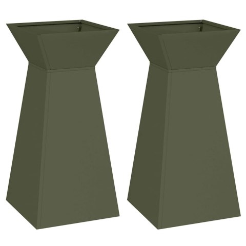 VidaXL Donica słupowa 2 pcs Oliwkowy 35 x 35 x 73 cm