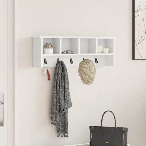 VidaXL Wieszak na płaszcze montowany na ścianie Biały 75 x 16 x 26 cm