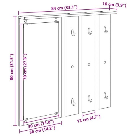 VidaXL Wieszak na płaszcze montowany na ścianie Biały 84 x 10 x 80 cm
