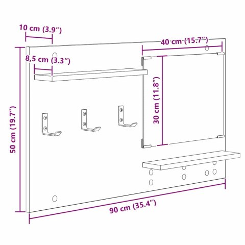 VidaXL Wieszak na płaszcze montowany na ścianie Biały 90 x 10 x 50 cm
