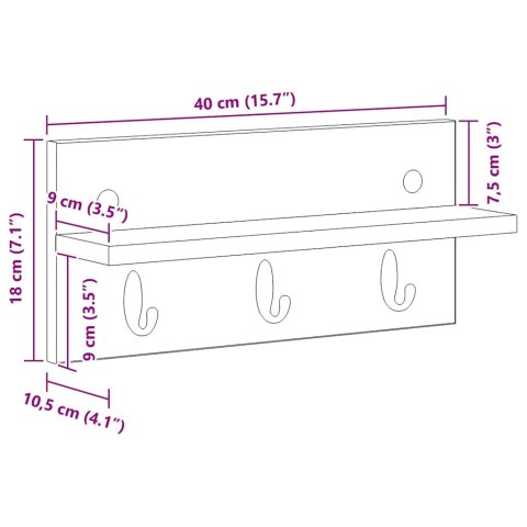 VidaXL Wieszak na płaszcze montowany na ścianie Szary dąb sonoma