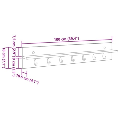 VidaXL Wieszak na płaszcze montowany na ścianie Szary dąb sonoma