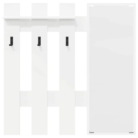 VidaXL Wieszak na płaszcze montowany na ścianie Z lustrem Biały