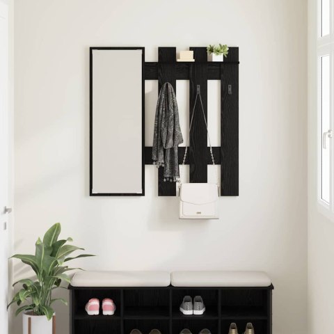 VidaXL Wieszak na płaszcze montowany na ścianie Z lustrem Dąb czarny