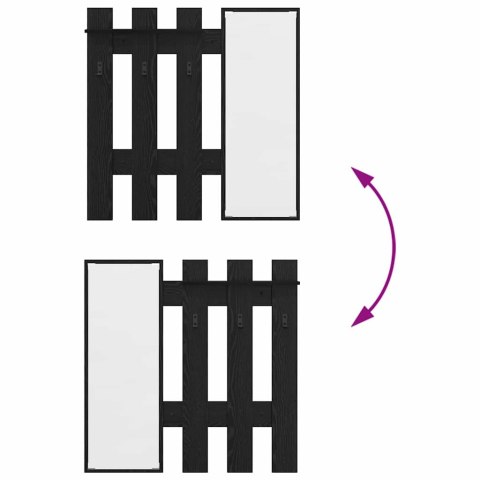VidaXL Wieszak na płaszcze montowany na ścianie Z lustrem Dąb czarny