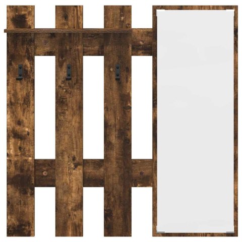 VidaXL Wieszak na płaszcze montowany na ścianie Z lustrem Dąb dymiony