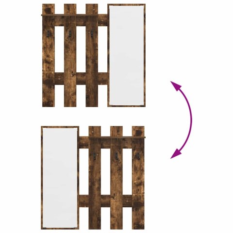 VidaXL Wieszak na płaszcze montowany na ścianie Z lustrem Dąb dymiony