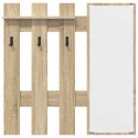 VidaXL Wieszak na płaszcze montowany na ścianie Z lustrem Sonoma Oak