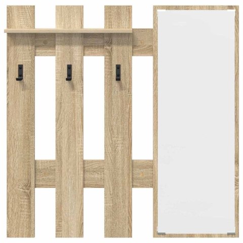 VidaXL Wieszak na płaszcze montowany na ścianie Z lustrem Sonoma Oak